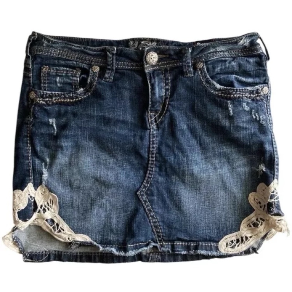 Silver Jeans Francy Skirt Women's Size W27 Blue Denim